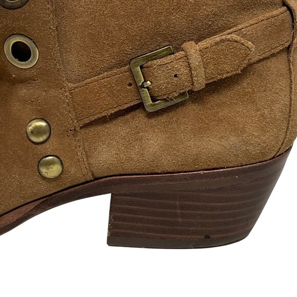 Sam Edelman Pedra Womens Tan Suede Leather Ankle Boots Grommets  Buckle  7 READ - Picture 11 of 13